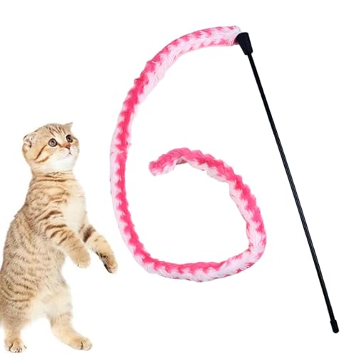 Uhngw Katzenstab-Spielzeug für Indoor-Katzen – Plüsch-Kätzchen-Spielzeug – Plüsch-Katzenstab-Teaser-Spielzeug, interaktives Katzenspielzeug für Indoor-Katzen, lustiges Kätzchenspielzeug mit Glocken von Uhngw