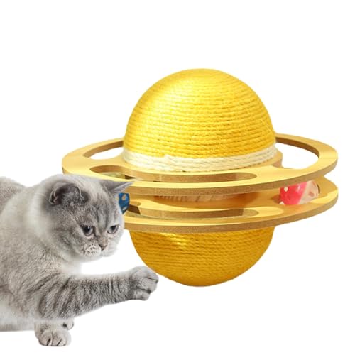 Uhngw SISAL CAT Crocker Ball, SISAL Ball Cat Toy - Planet Kitten Interactive Toy - Haustierkugel für Kätzchen, hält Haustier unterhalten und von Uhngw