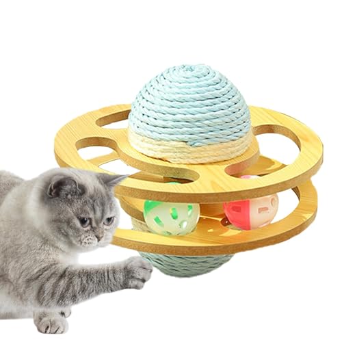 Uhngw Sisal Cat Kratzkugel, Sisal Cat Croboker Ball - Planet Kitten Interactive Toy - Haustierkugel für Kätzchen, hält Haustier unterhalten und von Uhngw