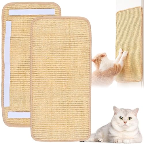 2 Stück Sisal Teppich Katzen Kratzteppich,50×25 cm Kratzmatte Katze, Sisal Fußmatte Teppich Vorleger für Sofa Möbel Tür Kratzschutz, Katzenkratzbretter Kratzmatte für Schützt Teppiche und Sofas von UieaMsio