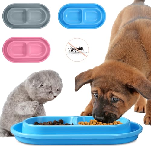 Uiifan 3 Stück Katzenfutternapf Outdoor Katzennapf Fütterung Kätzchen Schüssel Outdoor Katzenfutterspender für kleine und mittelgroße Hunde und Katzen essen trinken (Blau, Rosa, Grau) von Uiifan