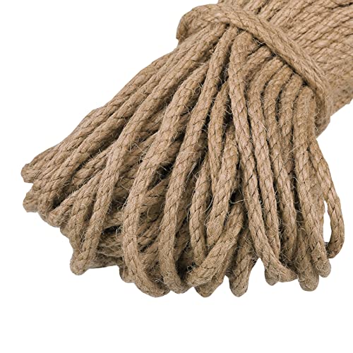 Uiopa Juteschnur Kordel 5mm, Natürliche Hanfseil Spagat Schnur Jutekordel Dicke Jute Schnur 10m Bastelschnur, Juteseil für Kratzbaum, DIY Kunsthandwerk, Garten, Geschenke Dekoration (Braun) von Uiopa