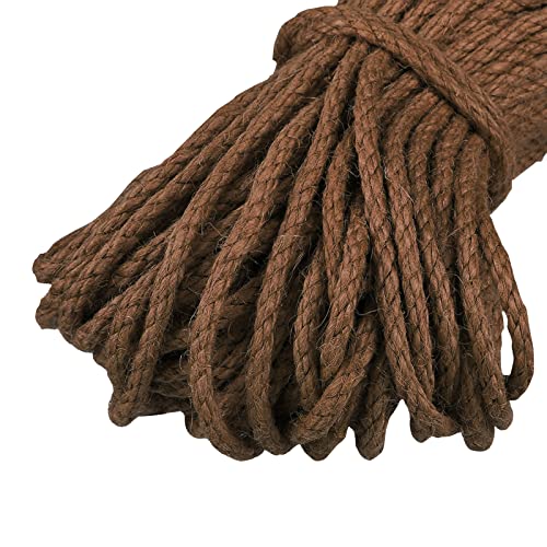 Uiopa Juteschnur Kordel 5mm, Natürliche Hanfseil Spagat Schnur Jutekordel Dicke Jute Schnur 10m Bastelschnur, Juteseil für Kratzbaum, DIY Kunsthandwerk, Garten, Geschenke Dekoration (Kaffee) von Uiopa