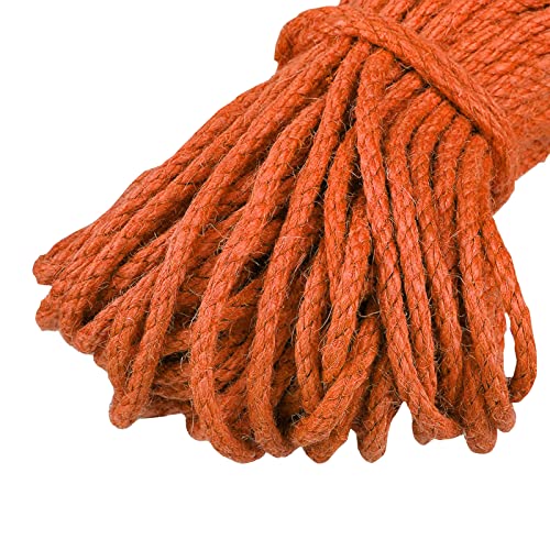 Uiopa Juteschnur Kordel 5mm, Natürliche Hanfseil Spagat Schnur Jutekordel Dicke Jute Schnur 10m Bastelschnur, Juteseil für Kratzbaum, DIY Kunsthandwerk, Garten, Geschenke Dekoration (Orange) von Uiopa