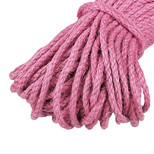 Uiopa Juteschnur Kordel 5mm, Natürliche Hanfseil Spagat Schnur Jutekordel Dicke Jute Schnur 10m Bastelschnur, Juteseil für Kratzbaum, DIY Kunsthandwerk, Garten, Geschenke Dekoration (Rosa) von Uiopa