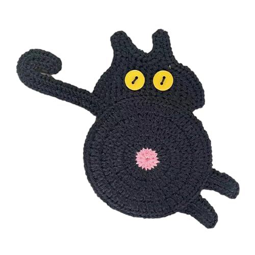 Schöne gestrickte Katze, hitzebeständig, Napfunterlage, Tischmatte, Dekoration, Tassenunterlage und Bürogebrauch von Uitndvyte