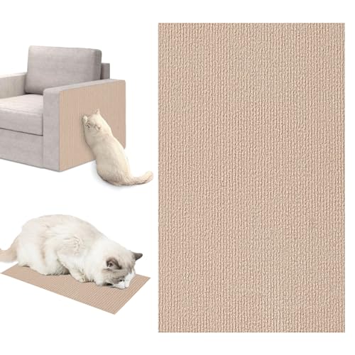 Uixxducc Kratzmatte Selbstkleben,Kratzpads für Katzen, Kratzteppich Katze Kratzbretter Sofa, Katzen Wand, DIY Climbing Cat Scratcher für Schützt Teppiche Sofa Möbelschutz (Khaki,30x100cm) von Uixxducc