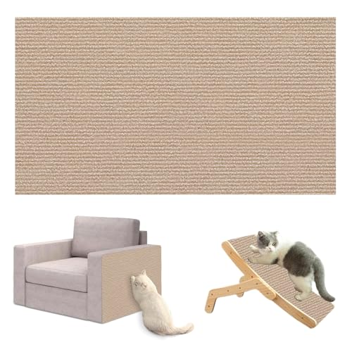 Uixxducc Selbstklebend Kratzmatte Katze, DIY Geschnitten Katze Kratzteppich für Sofa Wand Möbelschutz Kratzschutz Climbing Cat Scratcher Mat Tape Kratzpads (30x100cm,Khaki) von Uixxducc