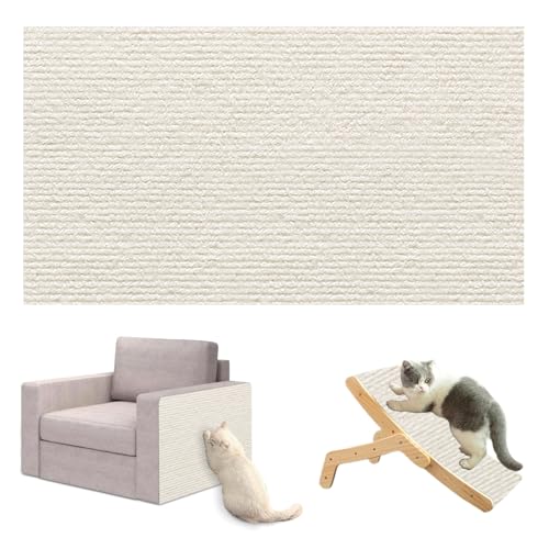 Uixxducc Selbstklebend Kratzmatte Katze, DIY Geschnitten Katze Kratzteppich für Sofa Wand Möbelschutz Kratzschutz Climbing Cat Scratcher Mat Tape Kratzpads (30x100cm,Weiß) von Uixxducc