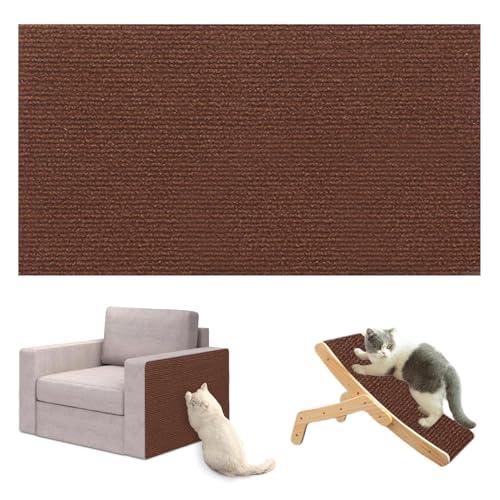 Uixxducc Selbstklebend Kratzmatte Katze, DIY Geschnitten Katze Kratzteppich für Sofa Wand Möbelschutz Kratzschutz Climbing Cat Scratcher Mat Tape Kratzpads (40x100cm,Braun) von Uixxducc