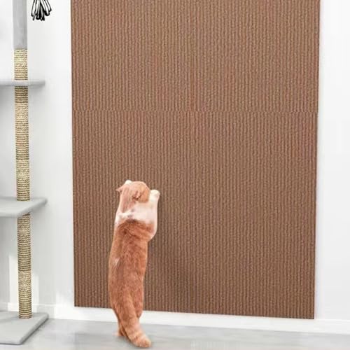 Uixxducc Selbstklebend Kratzmatte Katze Wand, Kratzteppich Katze, Kratzbretter Katze Wand, Kratzbrett Katzen, DIY Trimmbarer Teppich Matte Pad (30x60cm,Braun) von Uixxducc