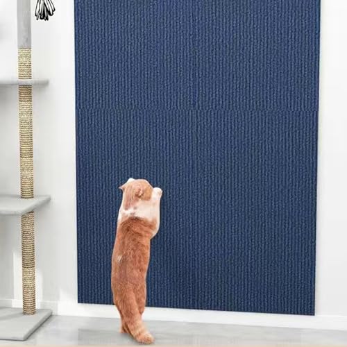 Uixxducc Selbstklebend Kratzmatte Katze Wand, Kratzteppich Katze, Kratzbretter Katze Wand, Kratzbrett Katzen, DIY Trimmbarer Teppich Matte Pad (60x60cm,Dunkelblau) von Uixxducc