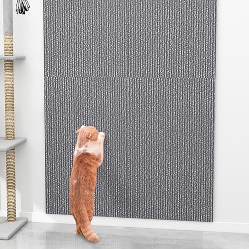 Uixxducc Selbstklebend Kratzmatte Katze Wand, Kratzteppich Katze, Kratzbretter Katze Wand, Kratzbrett Katzen, DIY Trimmbarer Teppich Matte Pad (60x60cm,Hellgrau) von Uixxducc