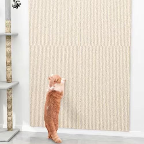 Uixxducc Selbstklebend Kratzmatte Katze Wand, Kratzteppich Katze, Kratzbretter Katze Wand, Kratzbrett Katzen, DIY Trimmbarer Teppich Matte Pad (30x100cm,Khaki) von Uixxducc