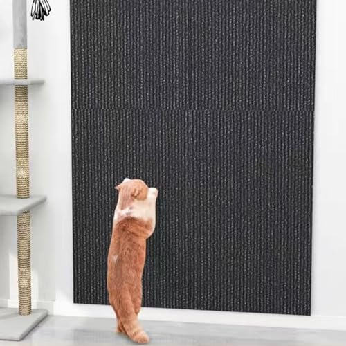 Uixxducc Selbstklebend Kratzmatte Katze Wand, Kratzteppich Katze, Kratzbretter Katze Wand, Kratzbrett Katzen, DIY Trimmbarer Teppich Matte Pad (60x100cm,Schwarz) von Uixxducc