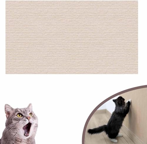 Uixxducc Selbstklebend Kratzmatte Katze Wand, Kratzteppich Katze Sofa, Kratzbretter Katze Wand, Katzen Kratzwand, DIY Climbing Cat Scratcher für Schützt Teppiche Sofa Möbelschutz (40x200cm,Khaki) von Uixxducc