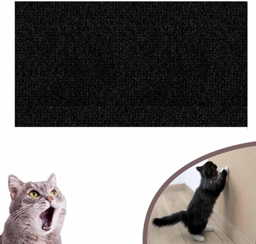 Uixxducc Selbstklebend Kratzmatte Katze Wand, Kratzteppich Katze Sofa, Kratzbretter Katze Wand, Katzen Kratzwand, DIY Climbing Cat Scratcher für Schützt Teppiche Sofa Möbelschutz (40x200cm,Schwarz) von Uixxducc