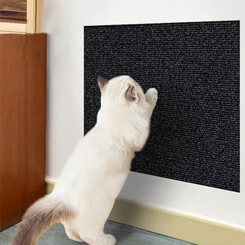 Selbstklebend Kratzmatte für Katzen, DIY Trimmbarer Teppich Matte Pad Katzenkratzbretter, Kratzschutz Katzenkratzmatte für Schützt Teppiche Sofa Möbelschutz (30x100cm,Schwarz) von Uixxducc