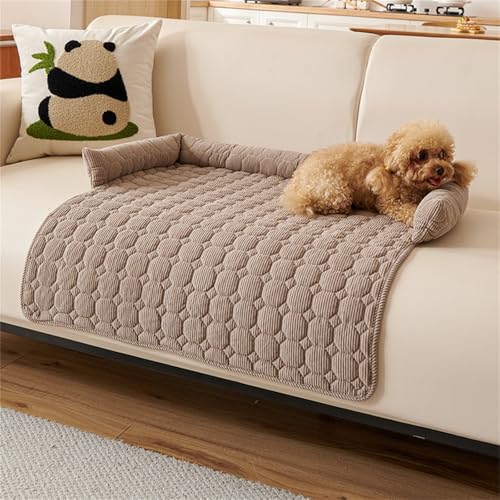 Uixxducc Sofaschutz Hund Decke mit Rand Hundekissen Waschbar Hundebett rutschfest Hundecouch 75x75 cm Hundematte für Mittelgroße Kleine Hunde (Kaffee) von Uixxducc