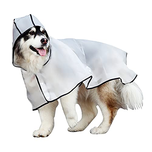 Uktunu Hunde Regenjacke Wasserdichter Hundemantel Ultraleichte Atmungsaktive Regenmantel für Hunde mit Kapuze und reflektierendem Streifen für kleine, mittelgroße, große Hunde/Katze - Transparent 8XL von Uktunu