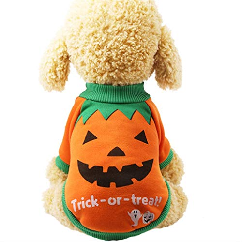 Ulalaza Entzückender Hundehalloween-Kürbis-Kostüm-Welpen-StreifenHoodie-Mantel kleidet Haustier-Ausstattungs-Kleidungs-Zusätze von Ulalaza