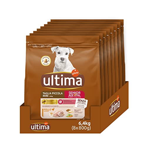 Ultima Kleine Größe Senior Huhn – Trockenfutter für Hunde – Packung mit 8 x 800 g – insgesamt 6,4 kg von Ultima