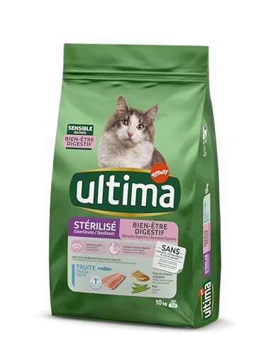 Ultima Verdauungswohlbefinden – Futter für sterilisierte Katzen mit empfindlicher Verdauung mit Forelle, 10 kg von Ultima