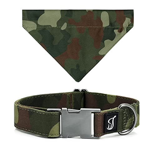 Ultra Joys Bandana Hundehalsbänder – Hundehalstuch und Halsband mit bequemem Baumwollstoff & Metallschnalle im Camouflage-Design – Extra große Größe Hund Fancy Halsband mit Bandana von Ultra Joys