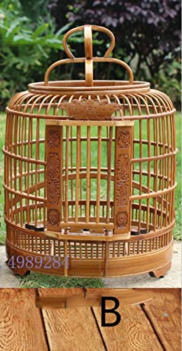 Umerk Vogelkäfige Bambus Handmade kleine Kanarische Birdkage Vogelhaus Box Hängende Verzierung Hängende Verzierung Fütterung Vögel Nest Hoose Outdoor (Color : B) von Umerk