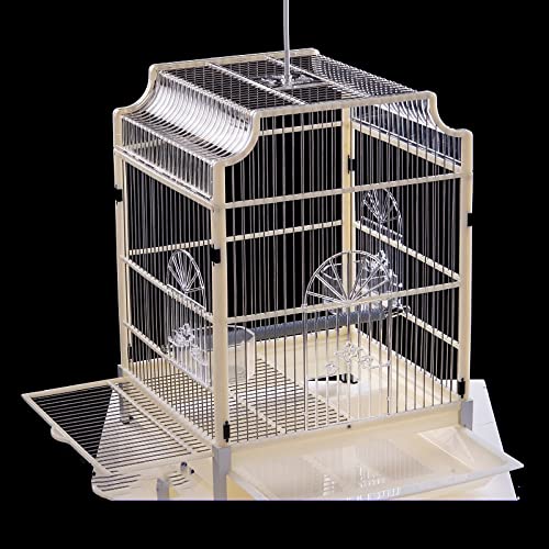 Umerk Vogelkäfige Großer Edelstahl Vogelkäfig Papagei Metallkasten Zucht Vogel Käfig Haus Outdoor Vogel Zubehör (Color : White) von Umerk