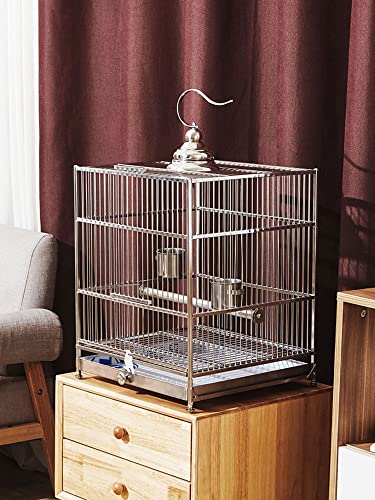 Umerk Vogelkäfige Großer Luxus Vogelkäfig Transparent Tray Edelstahl Rechteckiges Haus Outdoor Vogel Käfig Papagei Vogelbedarf (Color : Birdcage) von Umerk