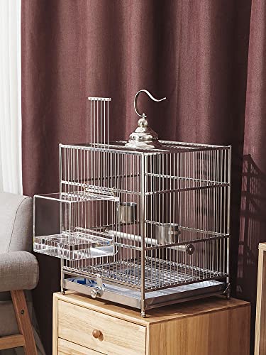 Umerk Vogelkäfige Großer Luxus Vogelkäfig Transparent Tray Edelstahl Rechteckiges Haus Outdoor Vogel Käfig Papagei Vogelbedarf (Color : Birdcage Bath tub) von Umerk