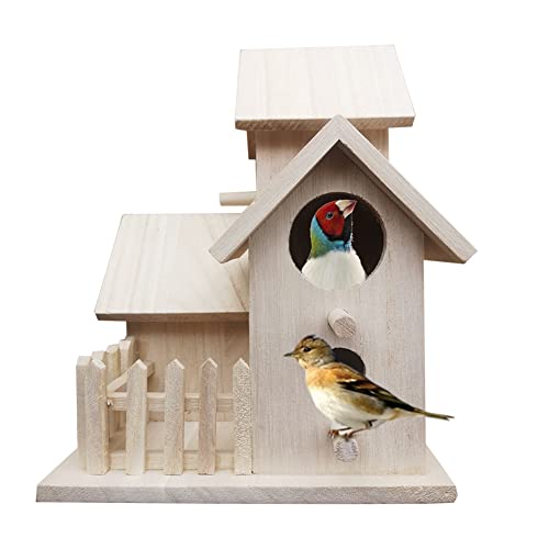 Umerk Vogelkäfige Hölzerner Vogel Nest Villa Vogel Haus Fütterung Outdoor Hängender Vogel Haus Zucht Haus Dekoration Hanging Haus Käfig Resting (Color : Wood) von Umerk