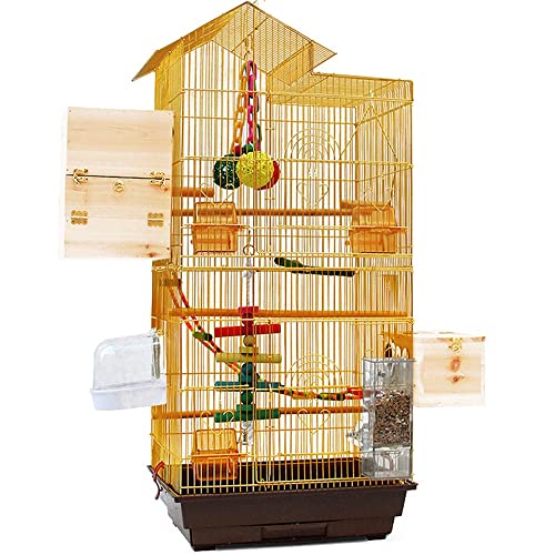 Umerk Vogelkäfige Luxus Vogelhaus Holz Perch Papagei Käfig Zubehör Nahrungsmittelhalter Fütterung Zucht Sittich Nockatiele Nest Indoor Outdoor(White) von Umerk