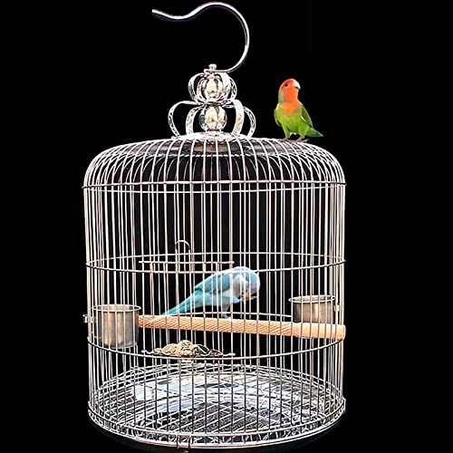 Umerk Vogelkäfige Runder Edelstahl Vogelkäfig Papagei Metall Reisen Große Vogelkäfig Luxus Outdoor Fütterung Lieferungen (Color : Diameter 32cm) von Umerk