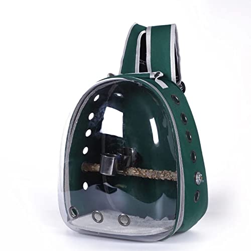 Umerk Vogelkäfige Tragbarer Haustier-Papagei-Trägervogelkäfig mit Prech und Feeder Acryl Rucksack for Transport Birds Bag Wandern und Radfahren im Freien(Green) von Umerk