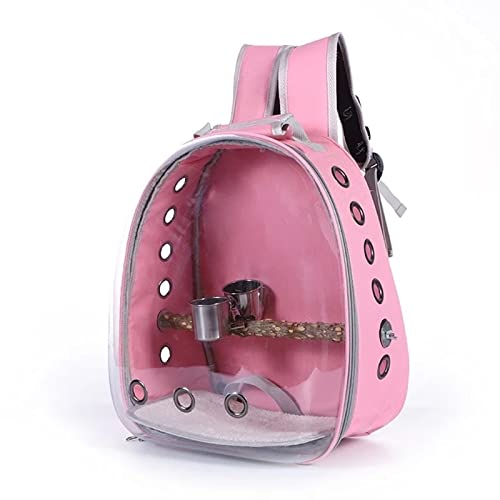 Umerk Vogelkäfige Tragbarer Haustier-Papagei-Trägervogelkäfig mit Prech und Feeder Acryl Rucksack for Transport Birds Bag Wandern und Radfahren im Freien(Pink) von Umerk