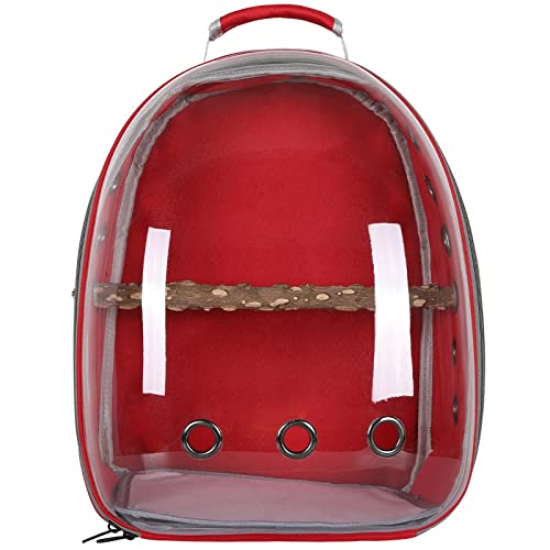 Umerk Vogelkäfige Tragbarer Vogelkäfig Papageiträger Rucksack Reisetasche mit Prech und Feeder Acryl transparent 360 ° Sightseeing Pet Zubehör(Type A4) von Umerk