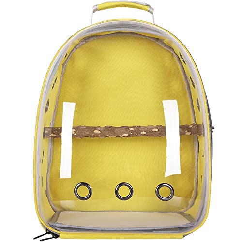 Umerk Vogelkäfige Tragbarer Vogelkäfig Papageiträger Rucksack Reisetasche mit Prech und Feeder Acryl transparent 360 ° Sightseeing Pet Zubehör(Type A7) von Umerk