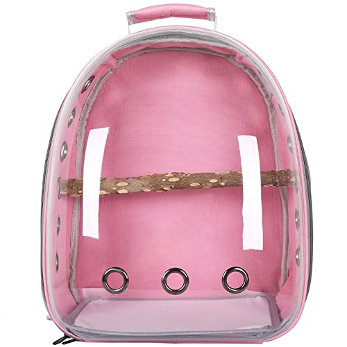 Umerk Vogelkäfige Tragbarer Vogelkäfig Papageiträger Rucksack Reisetasche mit Prech und Feeder Acryl transparent 360 ° Sightseeing Pet Zubehör(Type A8) von Umerk