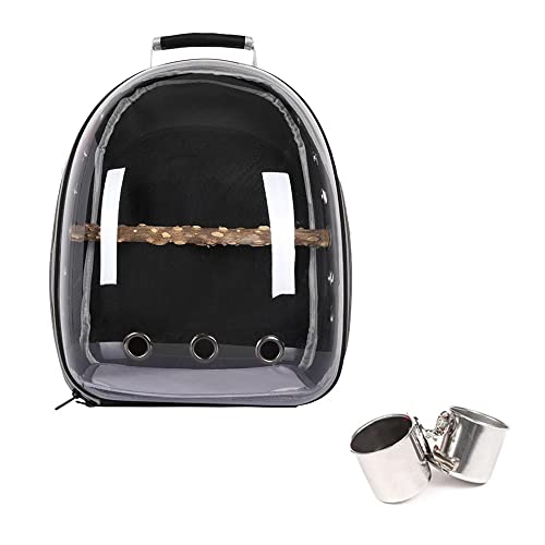 Umerk Vogelkäfige Tragbarer Vogelkäfig Papageiträger Rucksack Reisetasche mit Prech und Feeder Acryl transparent 360 ° Sightseeing Pet Zubehör(Type B3) von Umerk