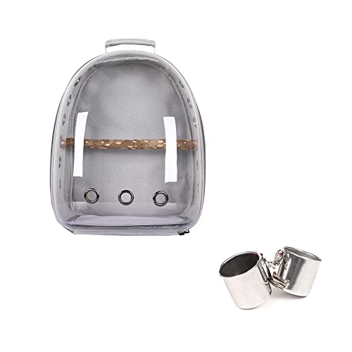 Umerk Vogelkäfige Tragbarer Vogelkäfig Papageiträger Rucksack Reisetasche mit Prech und Feeder Acryl transparent 360 ° Sightseeing Pet Zubehör(Type B6) von Umerk