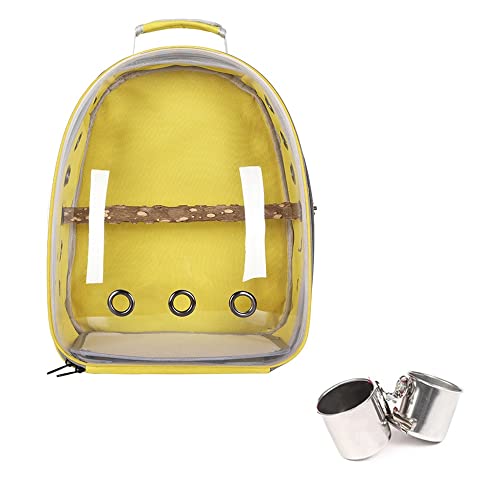 Umerk Vogelkäfige Tragbarer Vogelkäfig Papageiträger Rucksack Reisetasche mit Prech und Feeder Acryl transparent 360 ° Sightseeing Pet Zubehör(Type B8) von Umerk