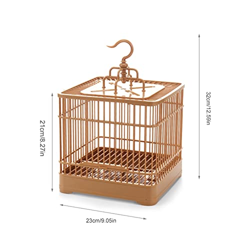 Umerk Vogelkäfige Vogel Fütterungskäfig Atmungsaktiver Vogelträger Papagei Retro Quadrat Reisekäfig for kleine Vögel-Kanarien, ausgestattet mit Vogelstand von Umerk