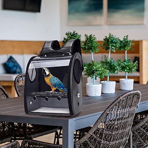 Umerk Vogelkäfige Vogel Papagei Haustier Cater Käfig Reisetasche Transport Atmungsaktiver Papagei Ausgehen Kapsel Transparent Space Carry Panoramic Design(Gray) von Umerk