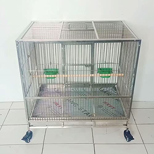 Vogelkäfige Edelstahl Vogelkäfig Papagei Fach Metall Rechteckige Vogelkäfig Großes Haus Outdoor Pet Produkte(60.5x43x56) von Umerk