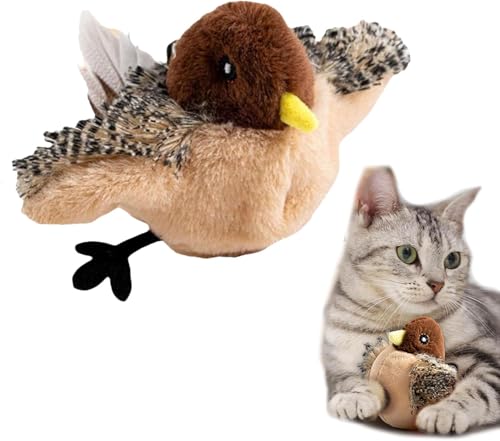 Umikk Katzenspielzeug Vogel Simuliertes Zwitscherndes, Selbstbeschäftigung Flappy Bird Cat Toy Interaktives Katzenspielzeug Elektrisch Fliegender Vogel,Flapping Bird Cat Toy (Vögelchen (1 Stück)) von Umikk