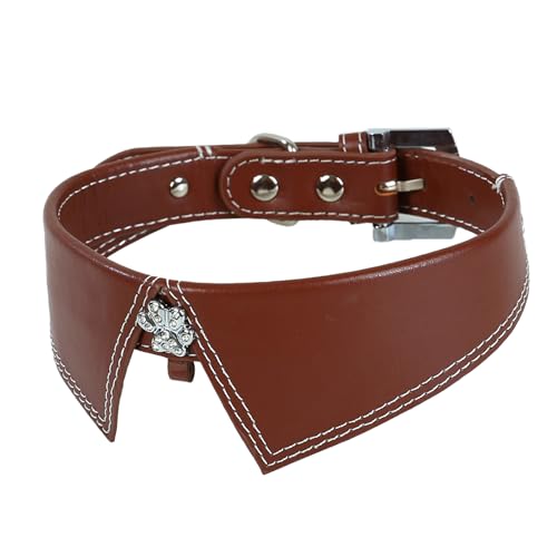 Umimiss Hundehalsband aus braunem Leder, Hundehalsband für kleine, mittelgroße und große Hunde, verstellbar, weiches Leder, gepolstert, Welpenhalsband, gerolltes Leder, Haustierhalsband, von Umimiss