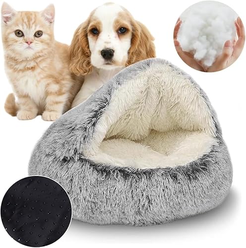 Umllpet Kätzchenbett für Kleine Katzenhöhle, Haustier Schlafsack Indoor, Weiches Plüsch Warm Winter Haustierbett Katzenhöhle, Katzenhöhle für Katzen, 50x50 cm für Katzen und Kleine Hunde(Grau) von Umllpet