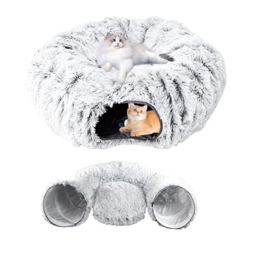 Umllpet Katzentunnel, Plüsch Katzentunnel XXL Große Katzen, Katzenspielzeug für Indoor-Katzen, Weiches Katzenbett, Katzentunnel mit Zwei Eingängen Katzenhöhle, Multifunktionales Tunnel für Katzen von Umllpet